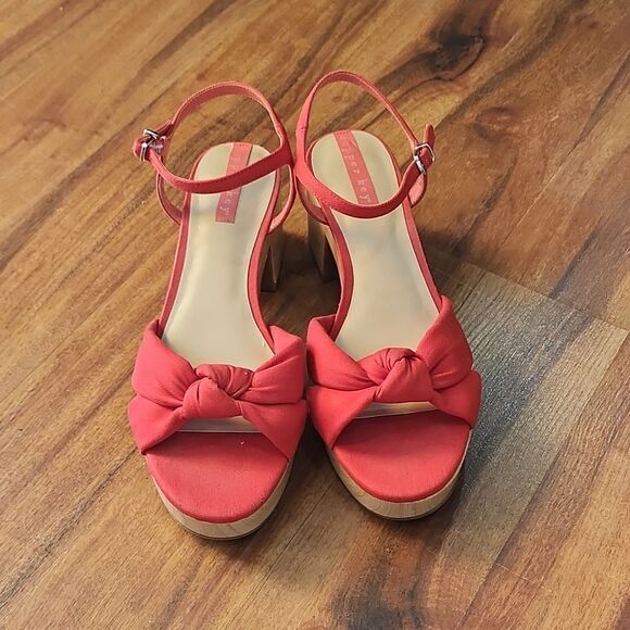 GUC Tomatoe Red Knot Canvas Wooden Platfirm Sandals - Picture 1 of 7